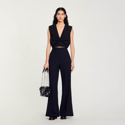 Sandro Satin-effect crop top