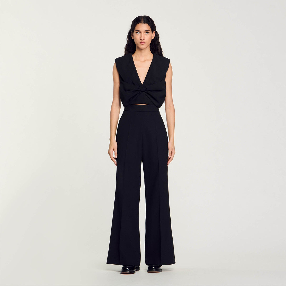 Sandro Satin-effect crop top