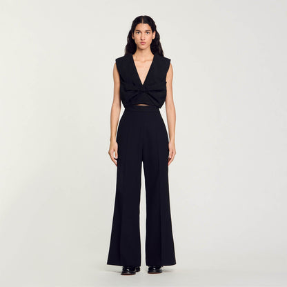 Sandro Satin-effect crop top