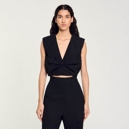 Sandro Satin-effect crop top