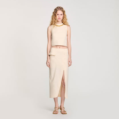 Sandro Knit crop top with necklace