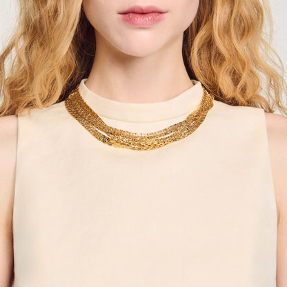 Sandro Knit crop top with necklace