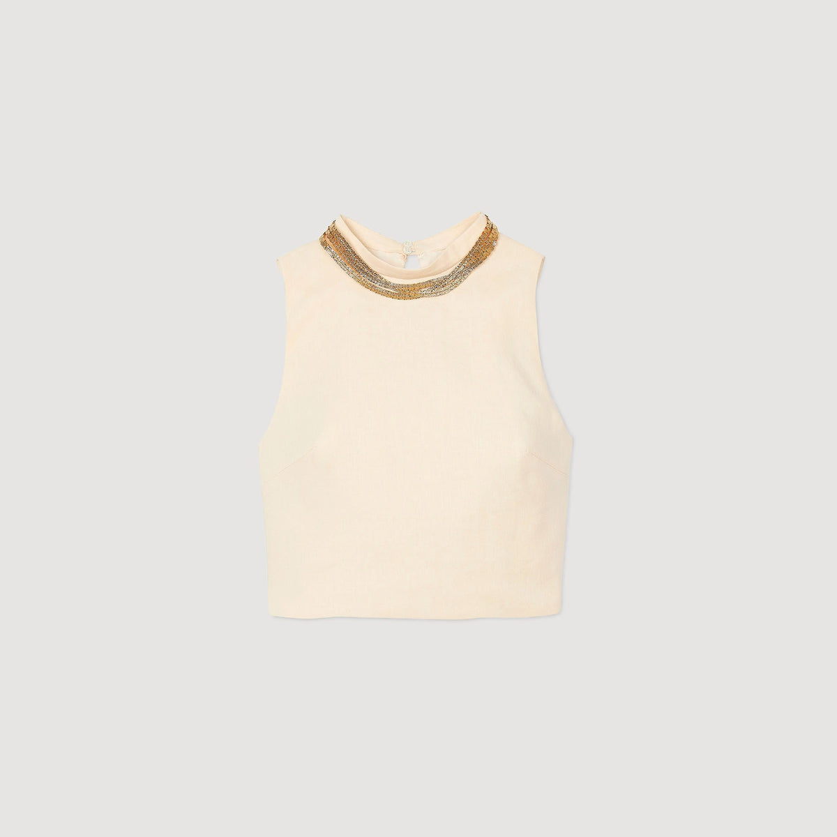 Sandro Knit crop top with necklace