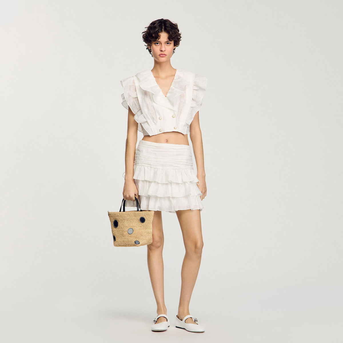 Sandro Ruffled crop top