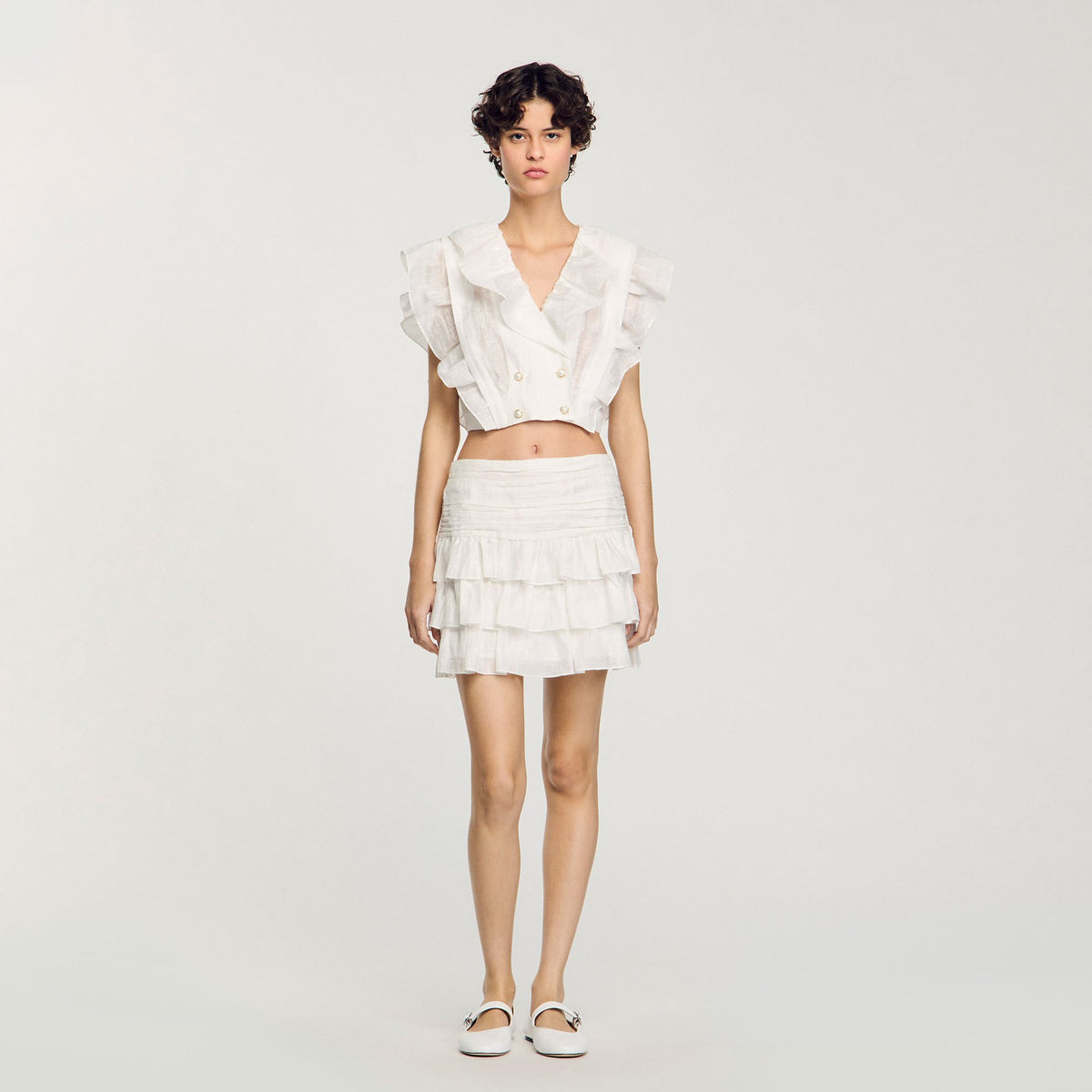 Sandro Ruffled crop top