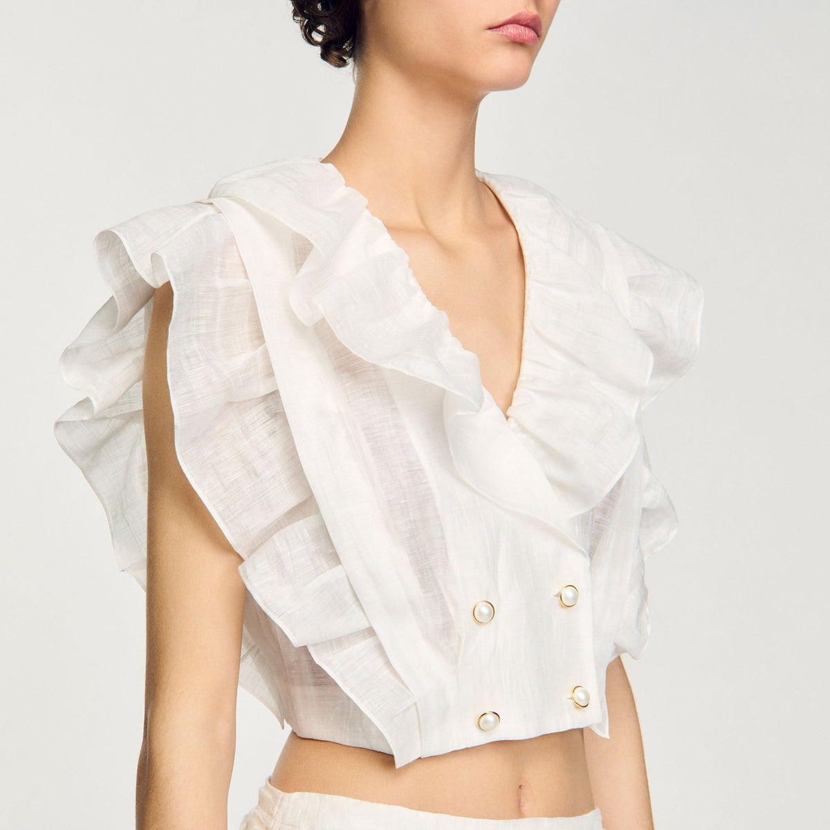 Sandro Ruffled crop top