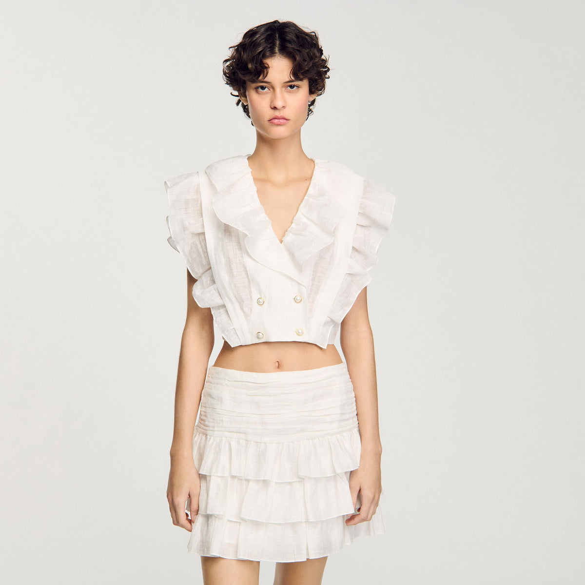 Sandro Ruffled crop top