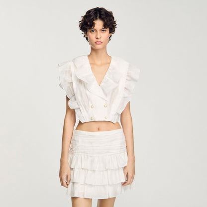 Sandro Ruffled crop top