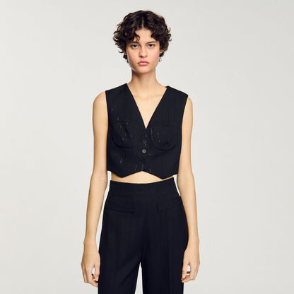 Sandro Sequin cropped jacket