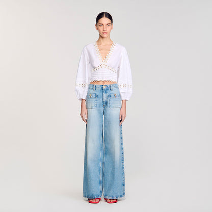 Sandro Poplin crop top