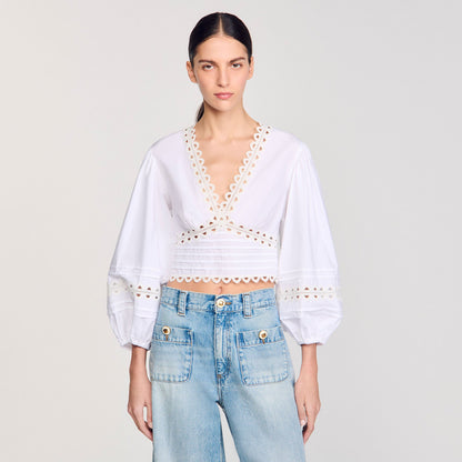 Sandro Poplin crop top