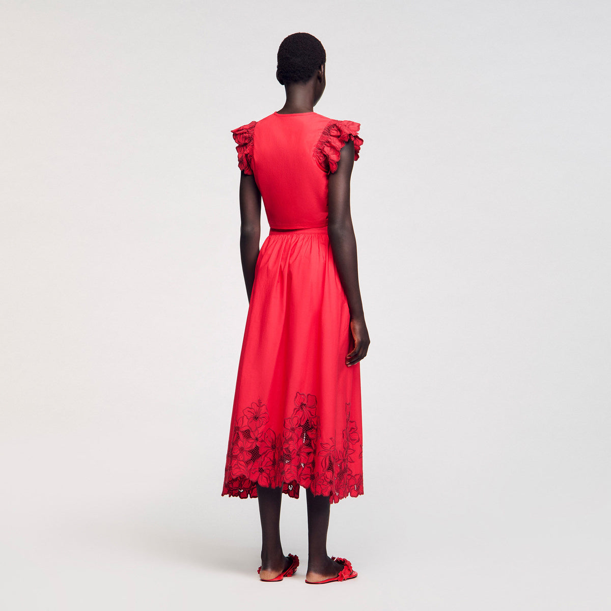 Sandro Crop top with embroidered sleeves