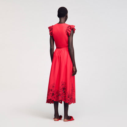 Sandro Crop top with embroidered sleeves