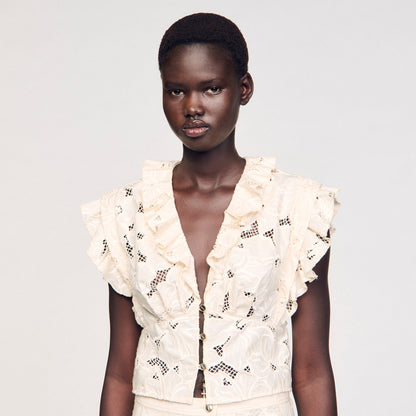 Sandro Embroidered crop top