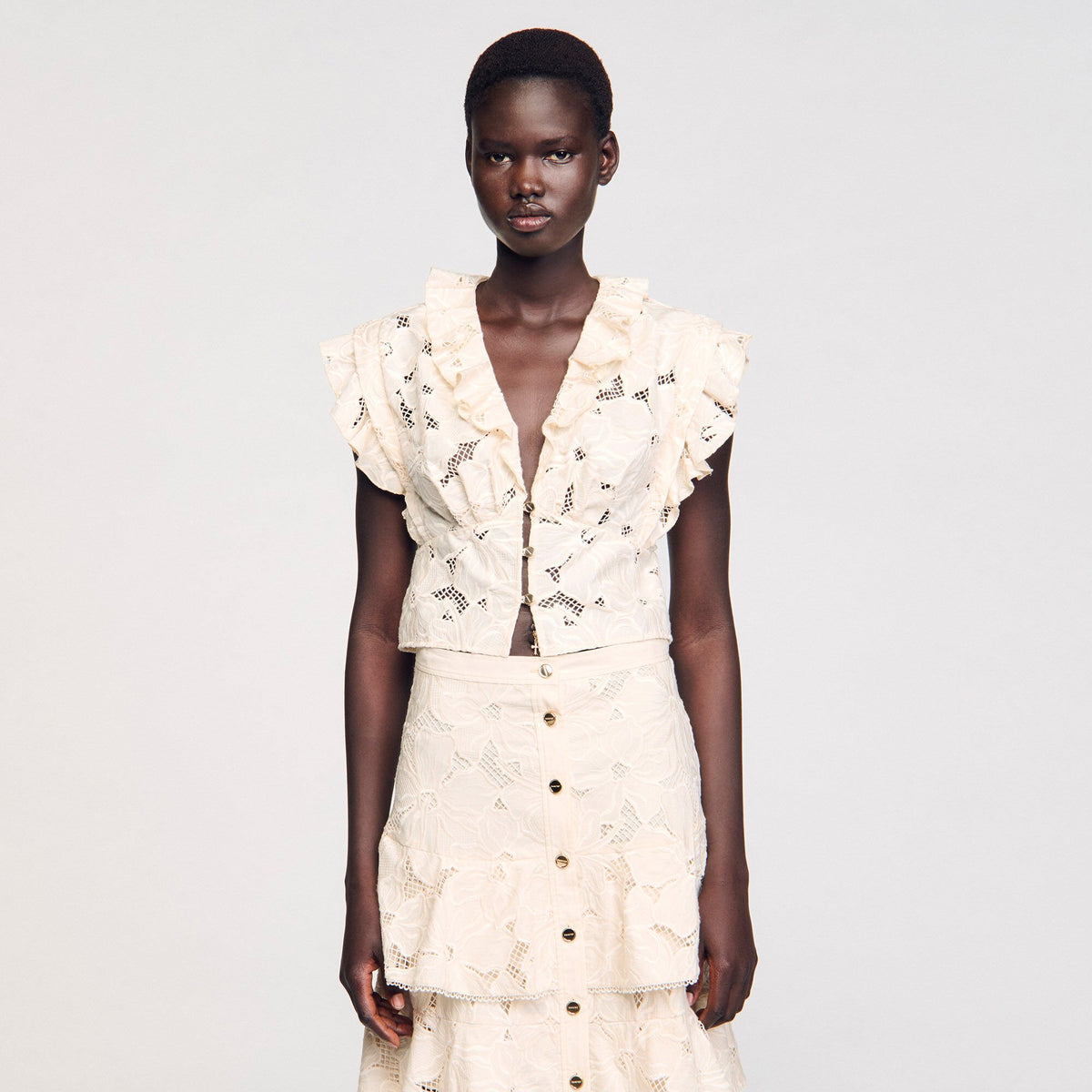 Sandro Embroidered crop top