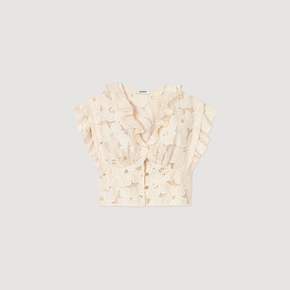 Sandro Embroidered crop top