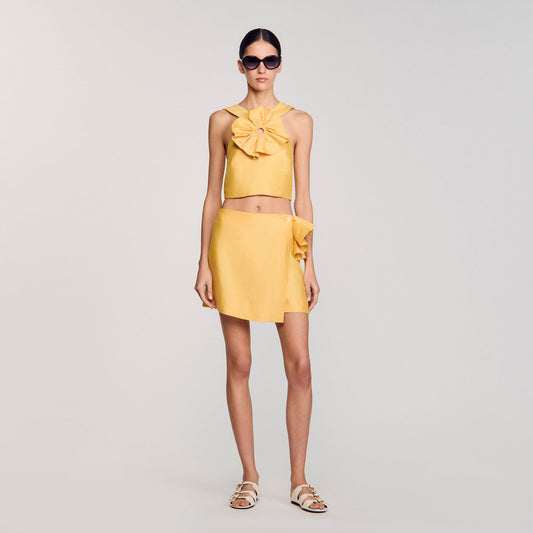 Sandro Ruffled flower detailed crop top