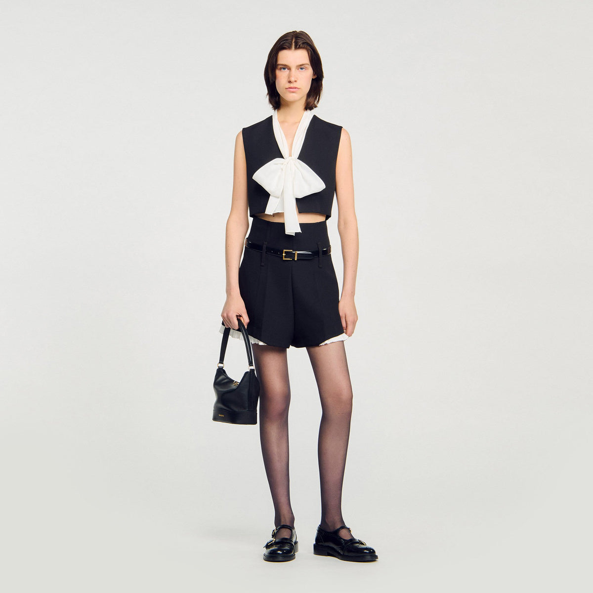 Sandro Bow neck crop top