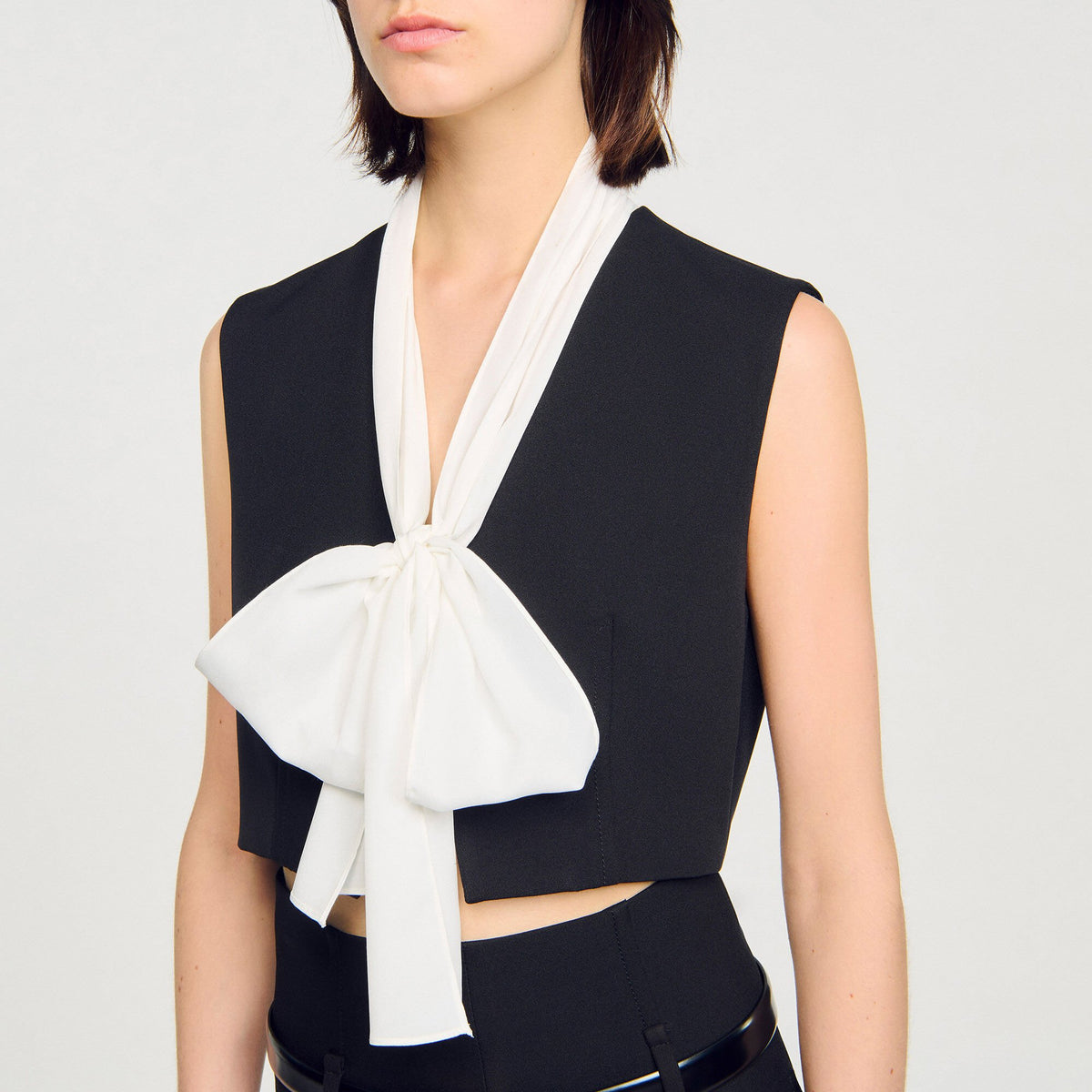Sandro Bow neck crop top