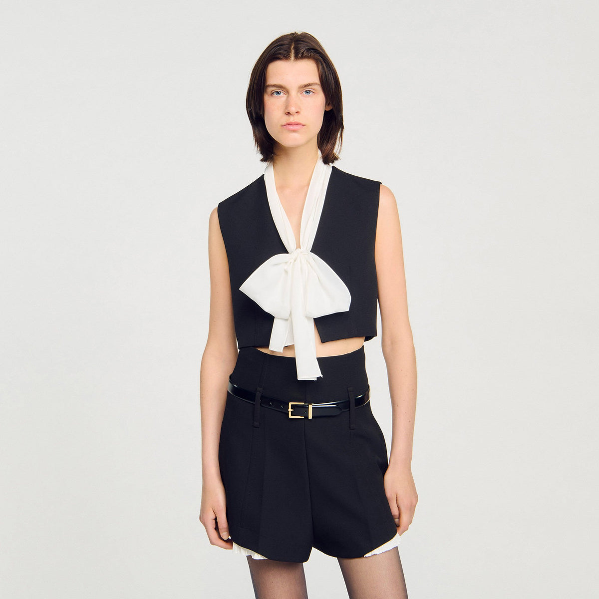 Sandro Bow neck crop top