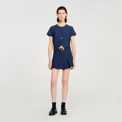 Sandro Rounded hem buttoned crop top