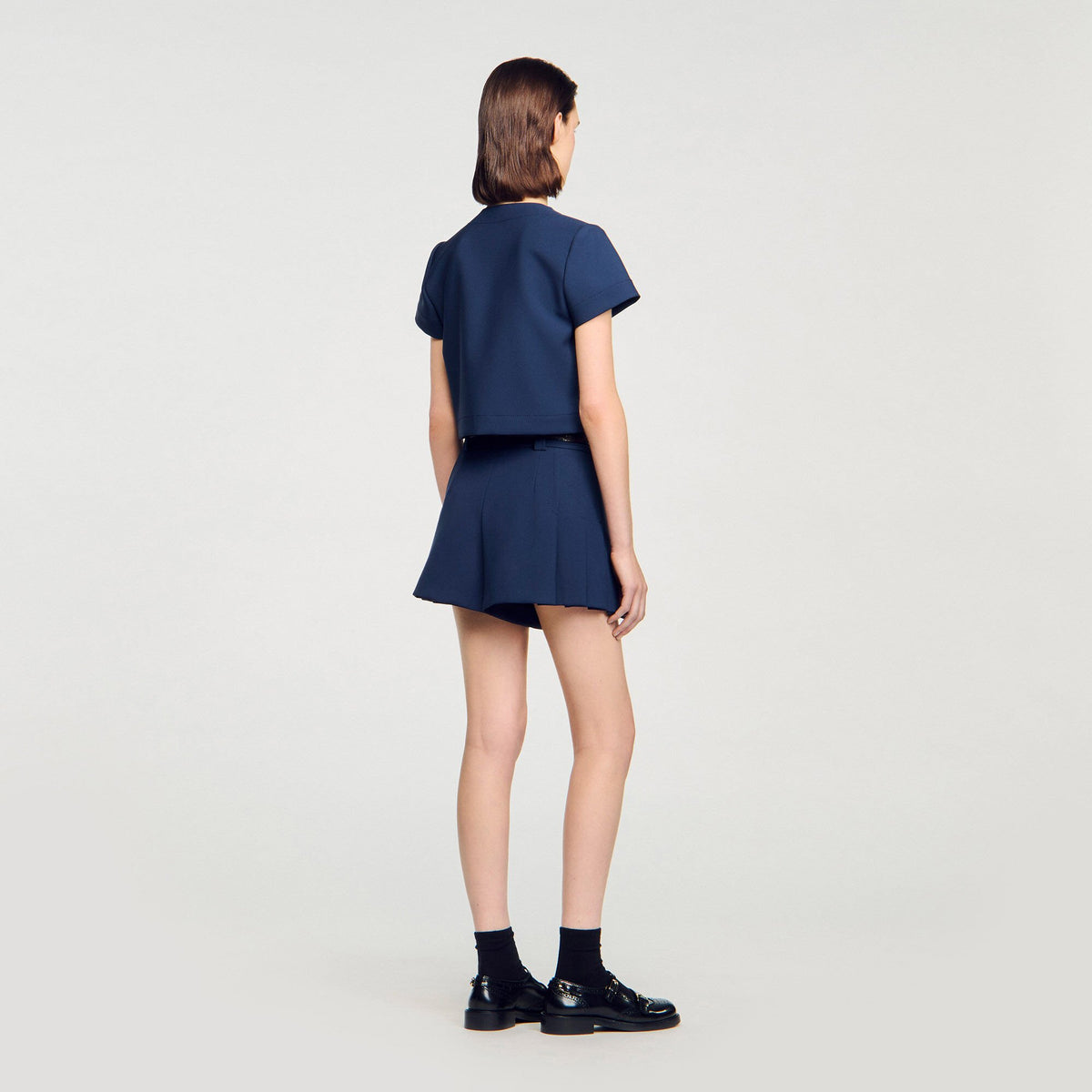 Sandro Rounded hem buttoned crop top