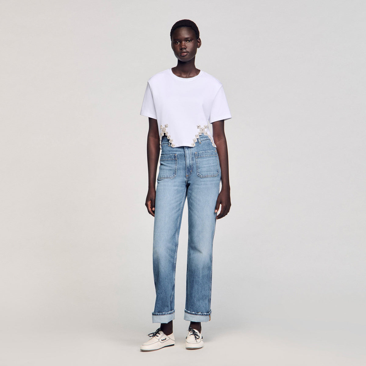 Sandro Rhinestone crop top