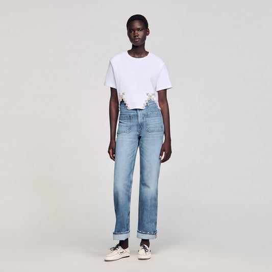 Sandro Rhinestone crop top