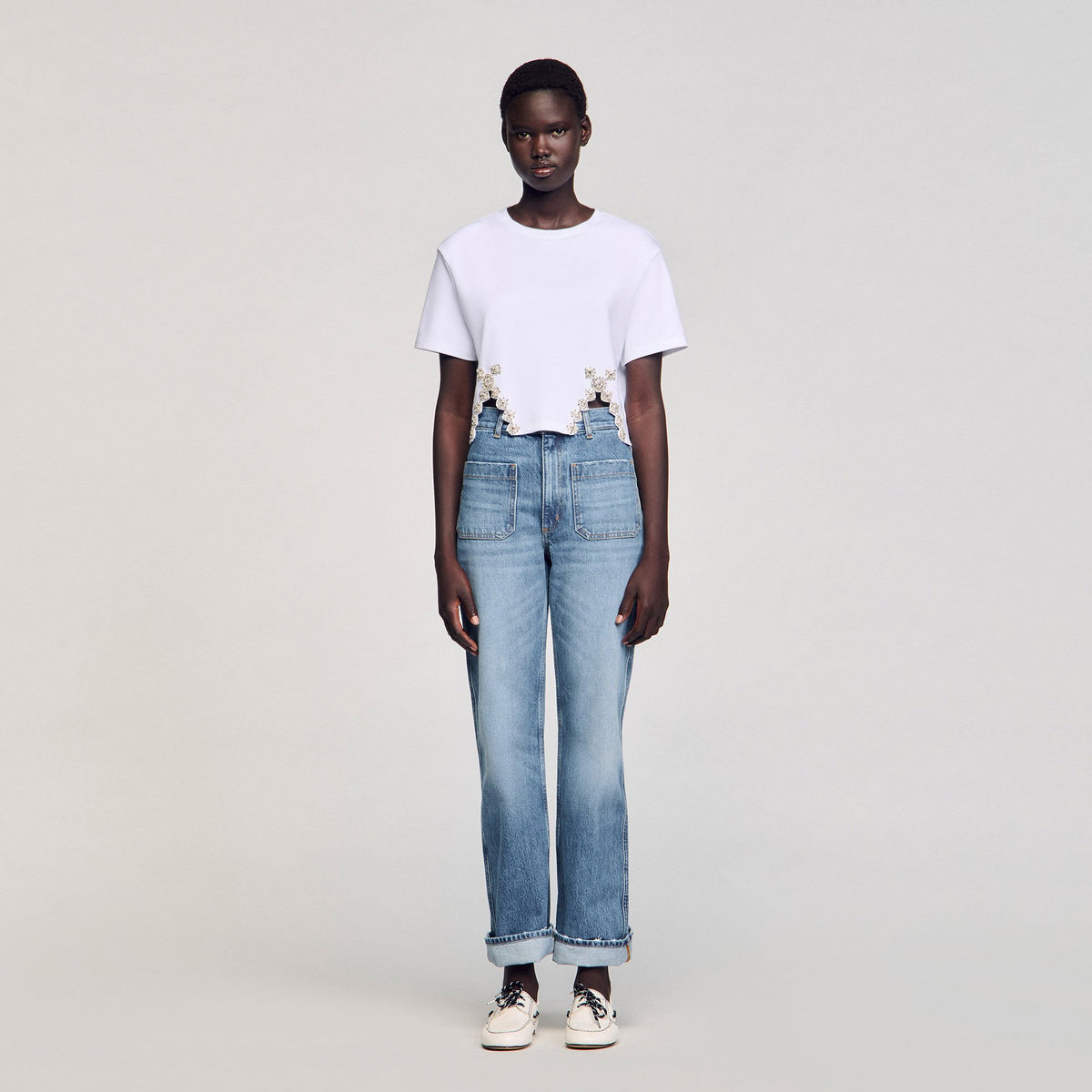 Sandro Rhinestone crop top
