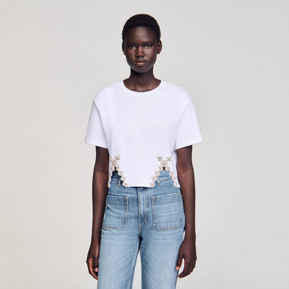 Sandro Rhinestone crop top