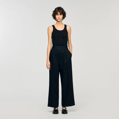Sandro Jersey tank with rhinestones