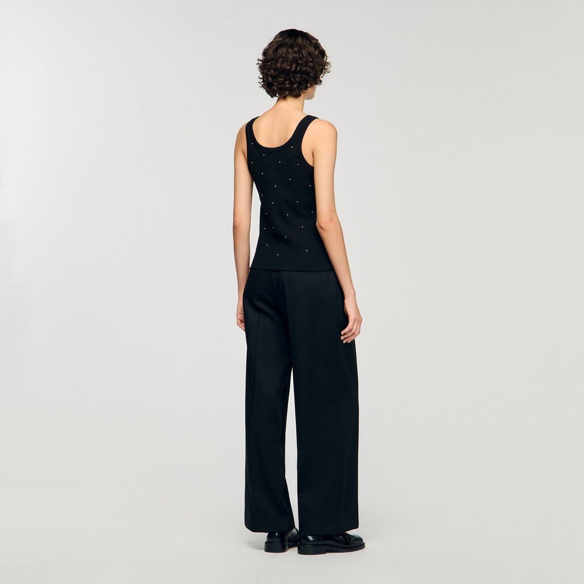 Sandro Jersey tank with rhinestones