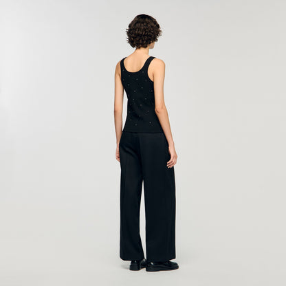 Sandro Jersey tank with rhinestones