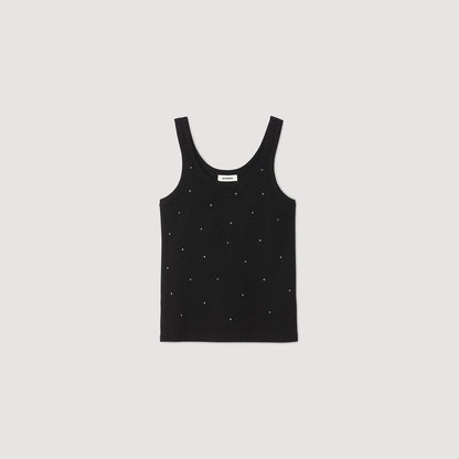 Sandro Jersey tank with rhinestones