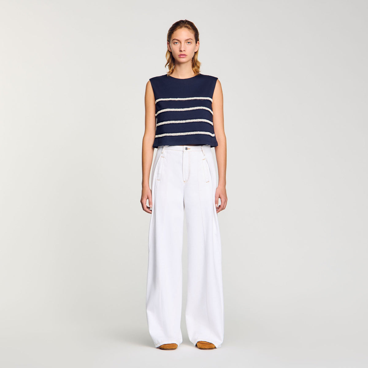 Sandro Sleeveless striped T-shirt