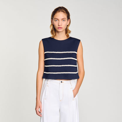 Sandro Sleeveless striped T-shirt