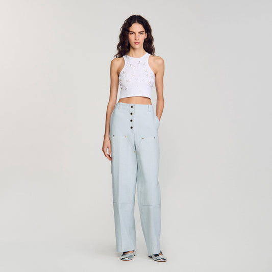 Sandro Beaded and rhinestone tank top