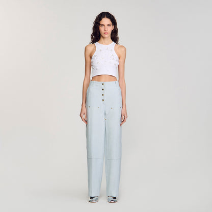 Sandro Beaded and rhinestone tank top