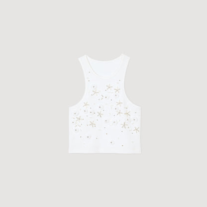 Sandro Beaded and rhinestone tank top