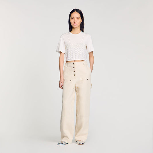 Sandro Beaded cropped T-shirt