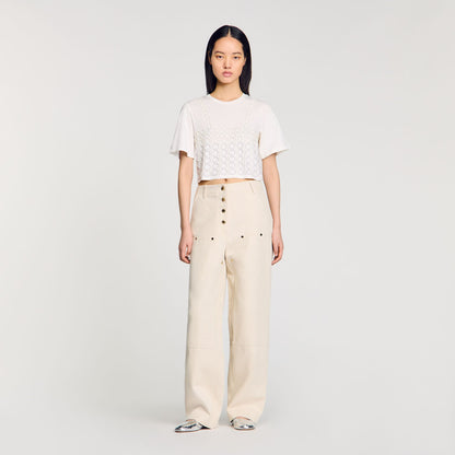 Sandro Beaded cropped T-shirt