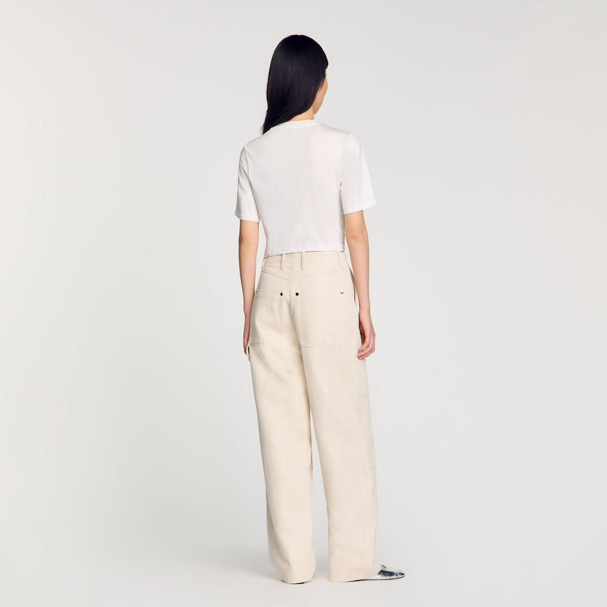 Sandro Beaded cropped T-shirt