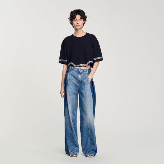 Sandro Rhinestone cropped T-shirt