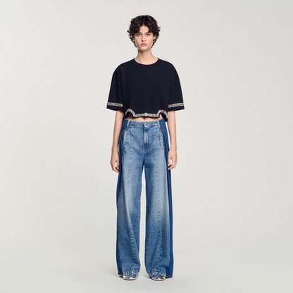 Sandro Rhinestone cropped T-shirt