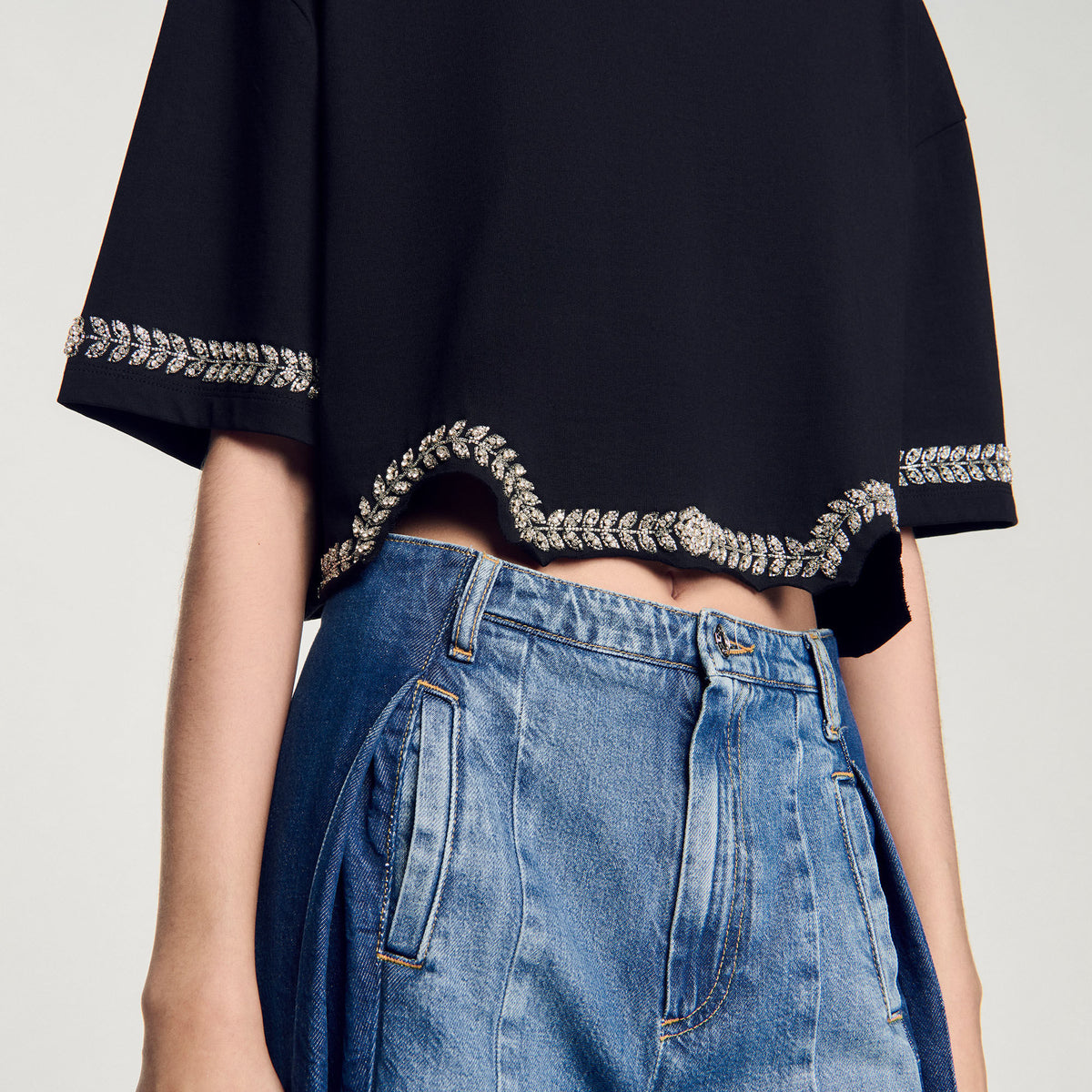 Sandro Rhinestone cropped T-shirt