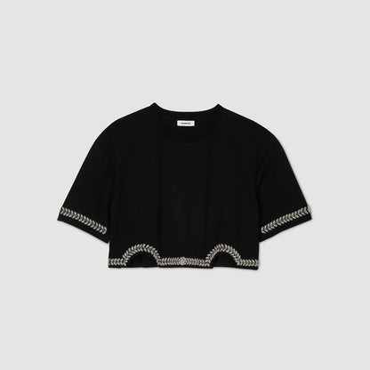 Sandro Rhinestone cropped T-shirt