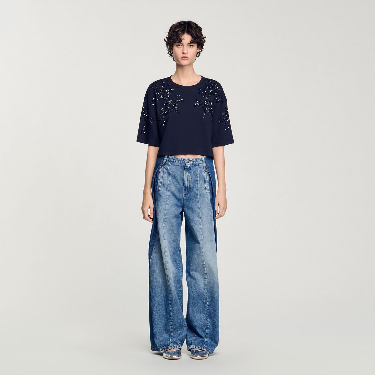 Sandro T-shirt with beaded details