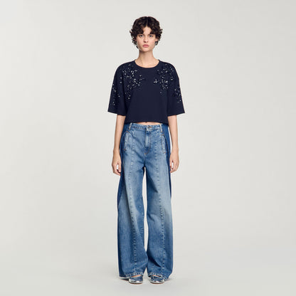 Sandro T-shirt with beaded details