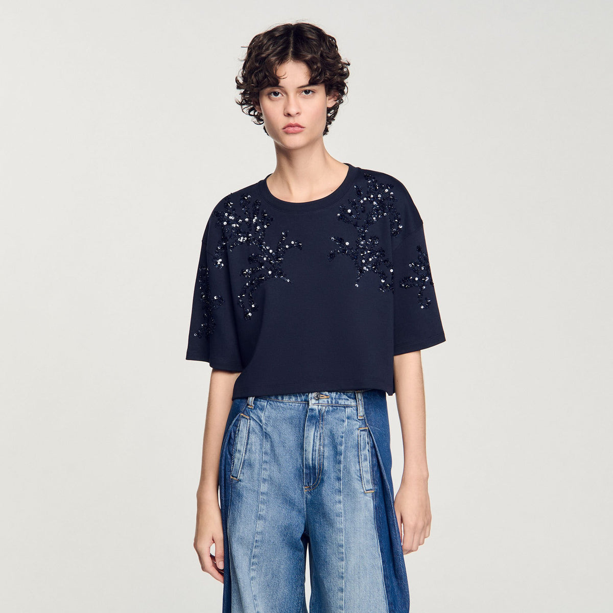 Sandro T-shirt with beaded details