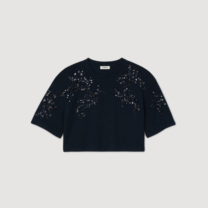 Sandro T-shirt with beaded details